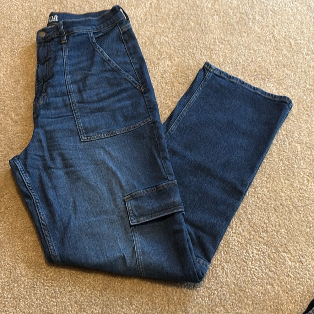 JC Penney a.n.a. Highest-Rise Vintage Straight Cargo Jeans Size 14.